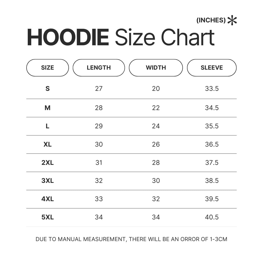 Hoodie Size Chart - Destiny 2 Merchandise